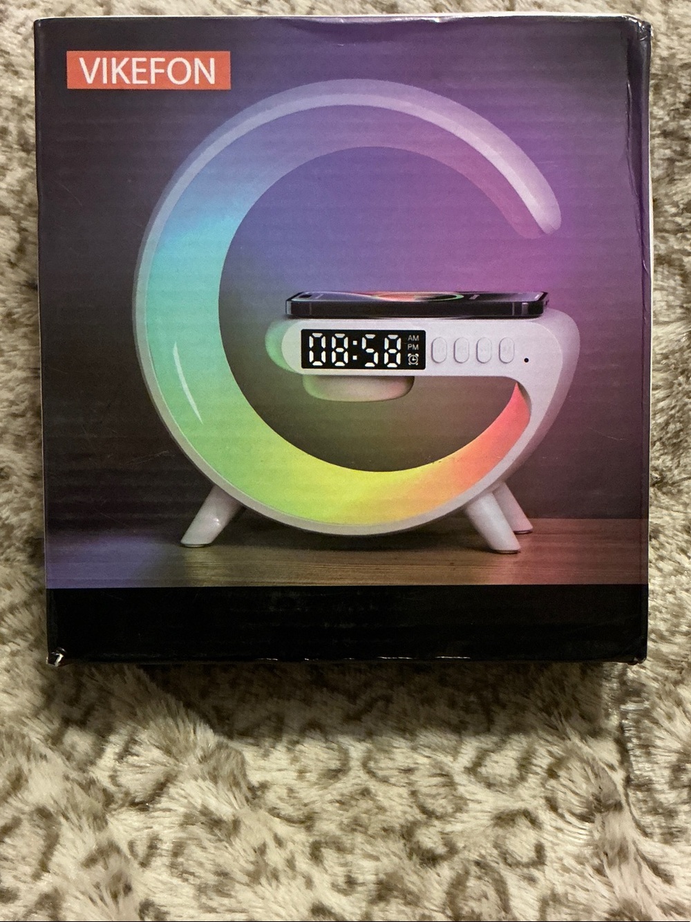 White Wireless Charging Alarm Clock with LED Display